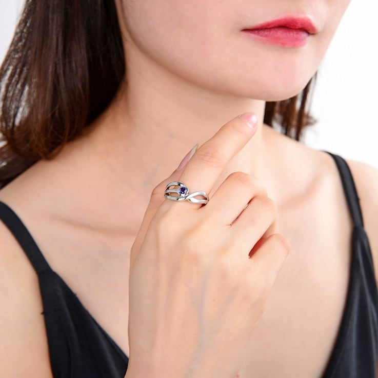 Signature Round Created Purple Sapphire Ring