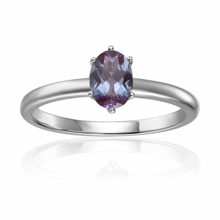 Blue Sapphire Solitaire Ring in 925 Sterling Silver