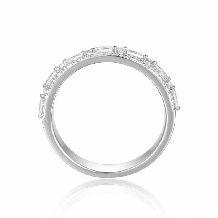 Decadent Baguette White Topaz Sterling Silver Ring