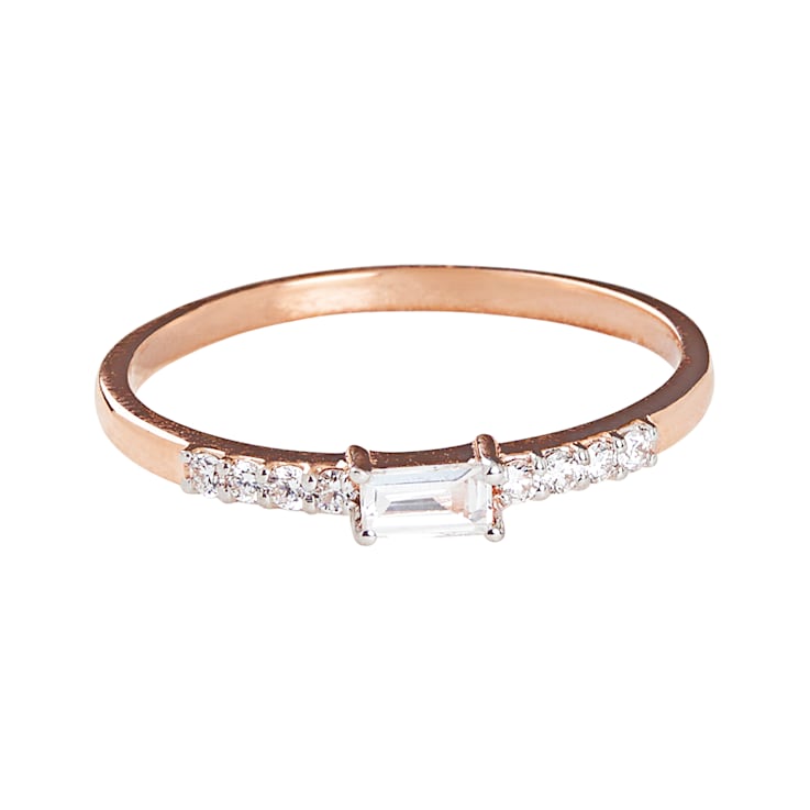 Diamond Baguette Engagement Rose Gold Ring