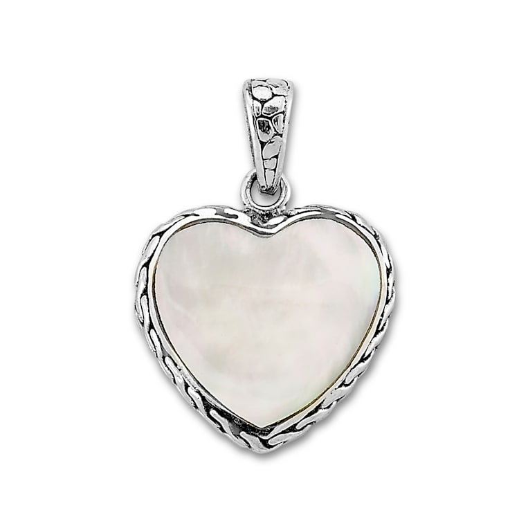 Sterling Silver Gems of the Sea Mother-Of-Pearl Heart Pendant