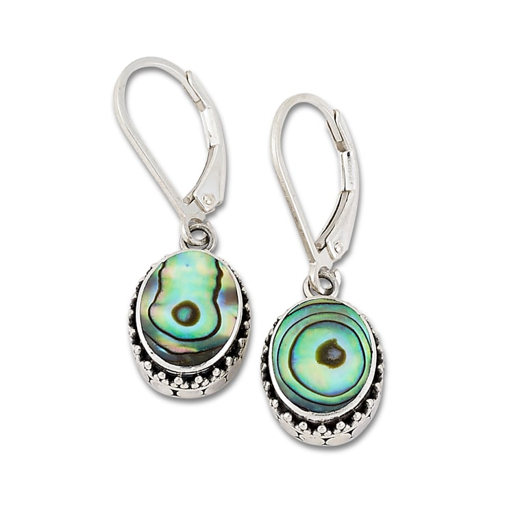 Sterling Silver Beaded Design Gems of the Sea Abalone Shell Earring