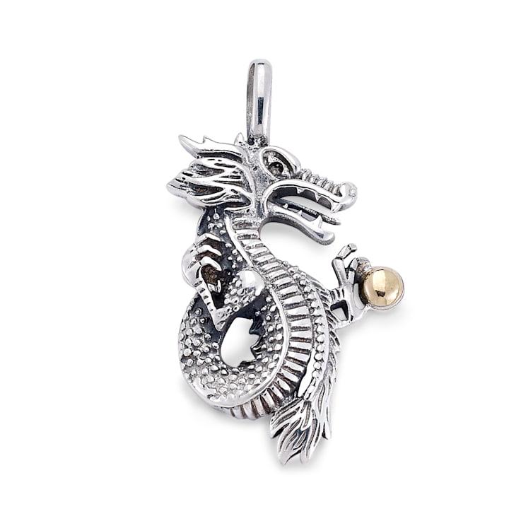 Sterling Silver And 18K Gold Dragon Pendant