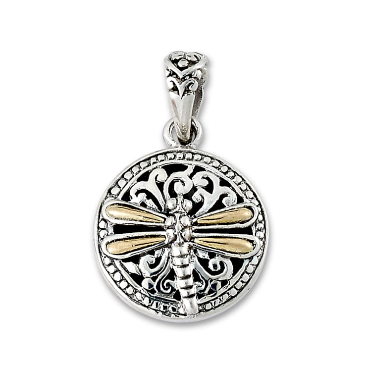 Sterling Silver And 18K Gold Dragonfly Pendant