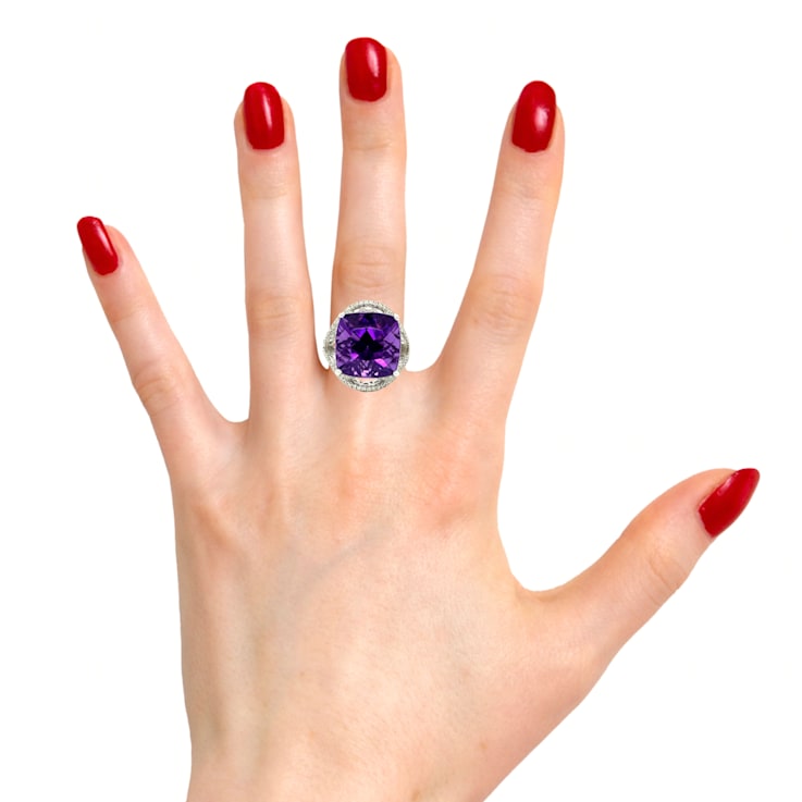 14KW AMETHYST CUSHION RING
