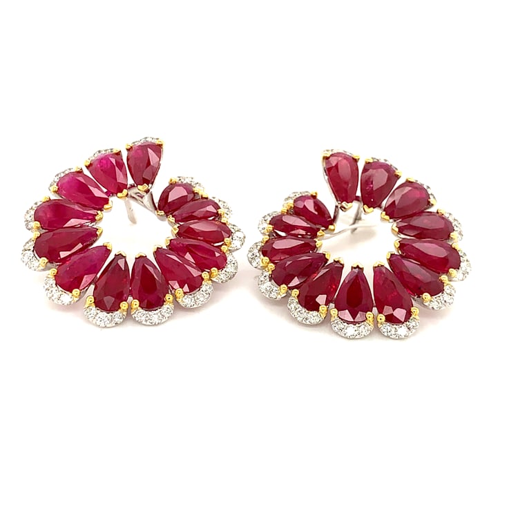 18KWY RUBY PEAR EARRINGS