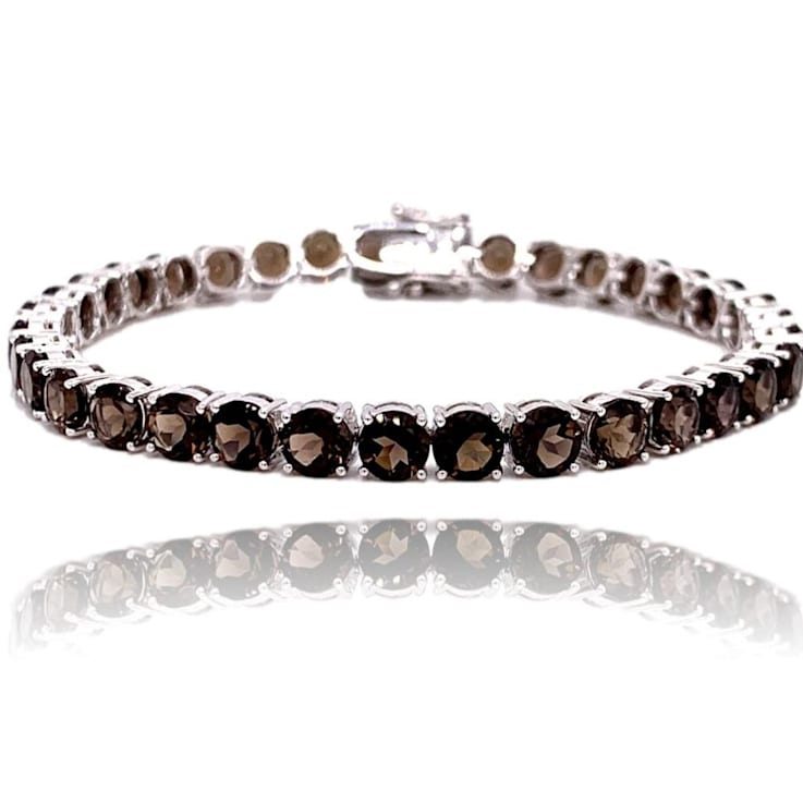 10K White Gold Smoky Quartz Tennis Bracelet 167G1A