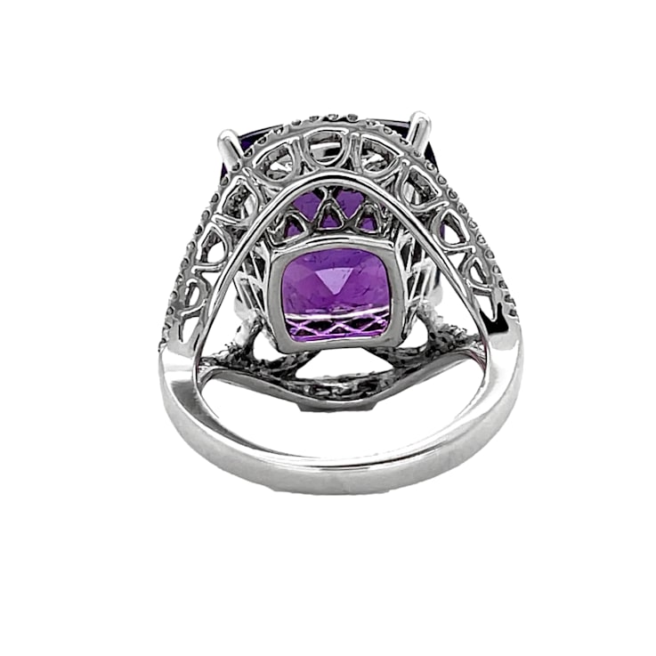 14KW AMETHYST CUSHION RING