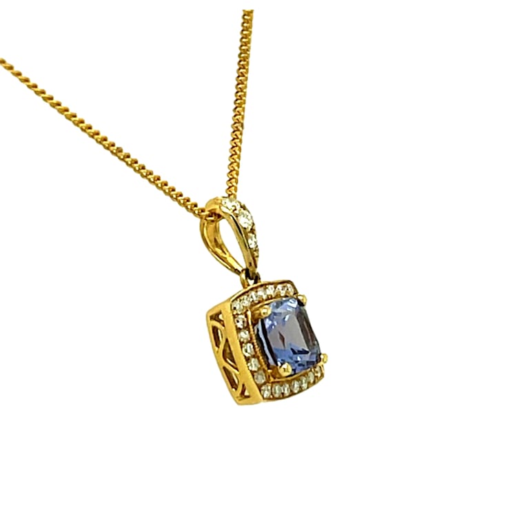 14KY TANZANITE CUSHION PENDANT