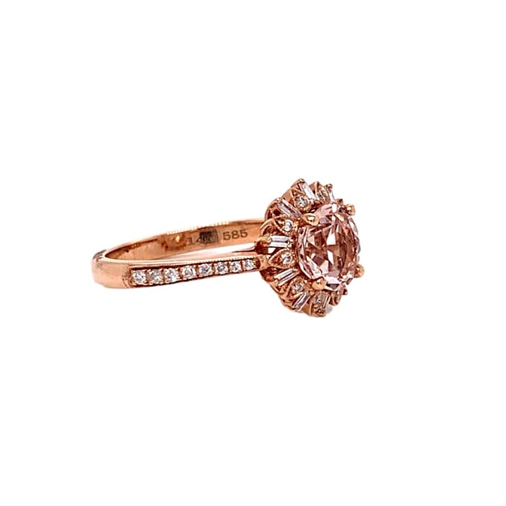 14k Rose Gold Morganite and Diamond ring