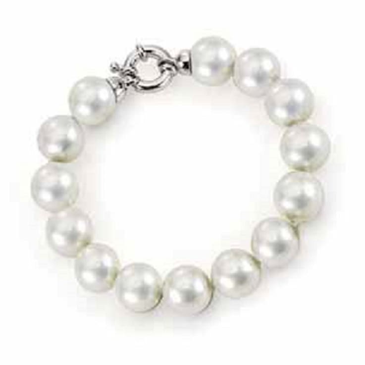 10mm White Organic Man-Made Pearl Bracelet