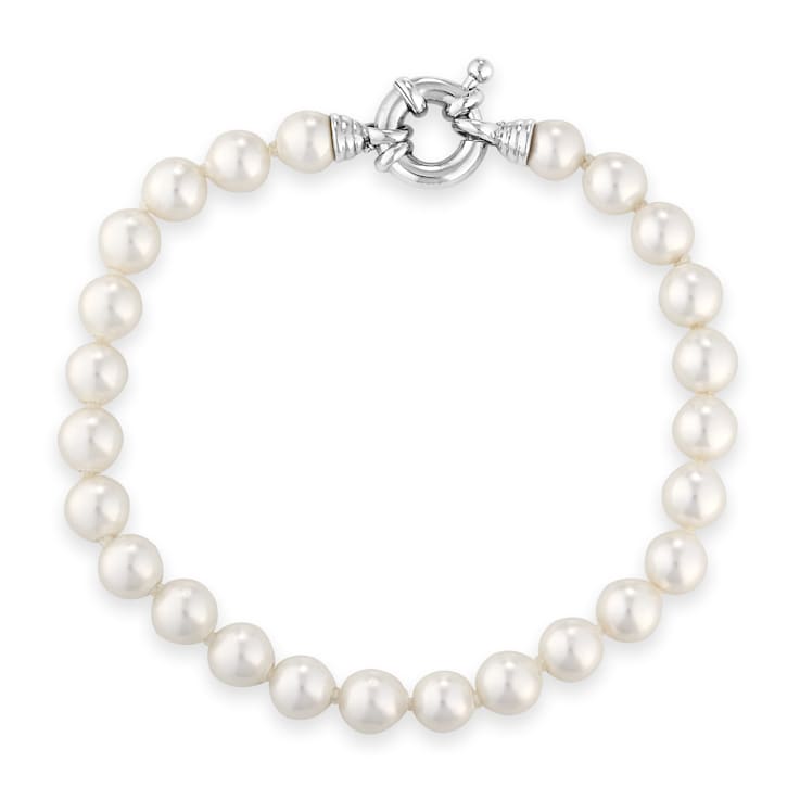 6mm 7.5" White Organic Man-Made Pearl Bracelet