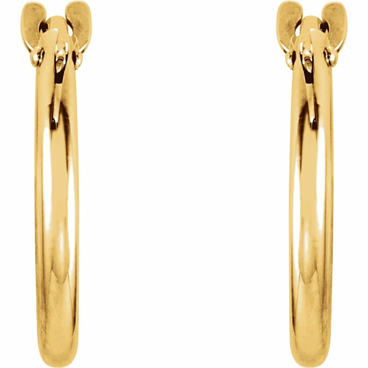 14k Yellow Gold 12.5 mm Hinged Hoop Earrings for Women