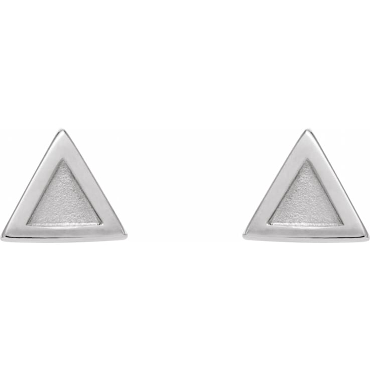 14K White Gold Petite Triangle Stud Earrings for Women