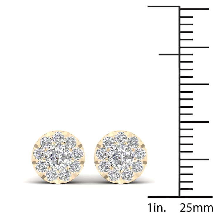 Diamond2Deal 10k Yellow Gold 1ctw Diamond Womens Round Stud Earrings (
H-I Color, I2 Clarity )
