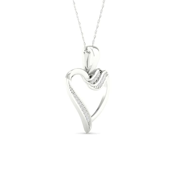 10K White Gold Diamond Heart Pendant Rope Chain Necklace for Women
18inch (1/20ct / I2,H-I)