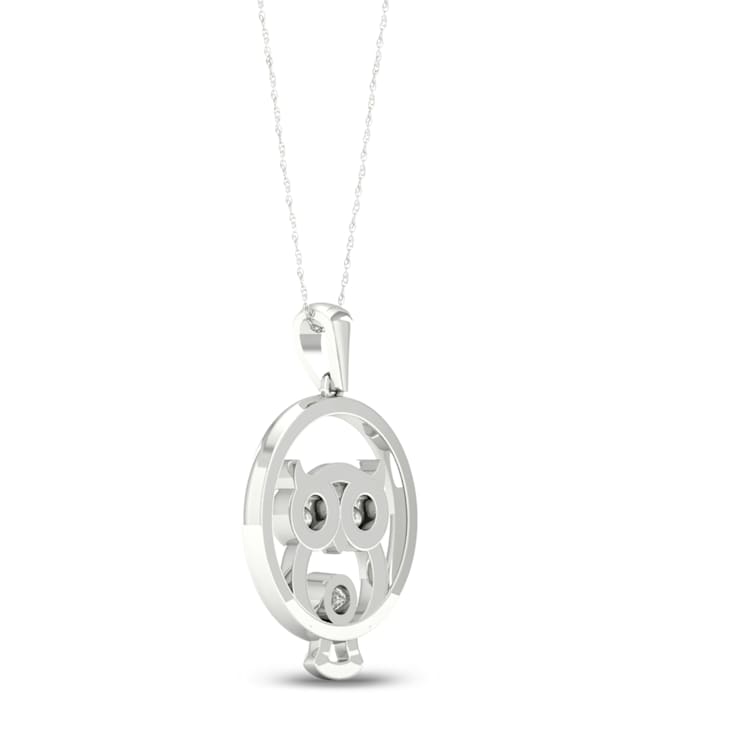 Sterling Silver Diamond Owl Pendant With 18 Inch Chain (H-I Color, I2
Clarity)(1/20 ctw)