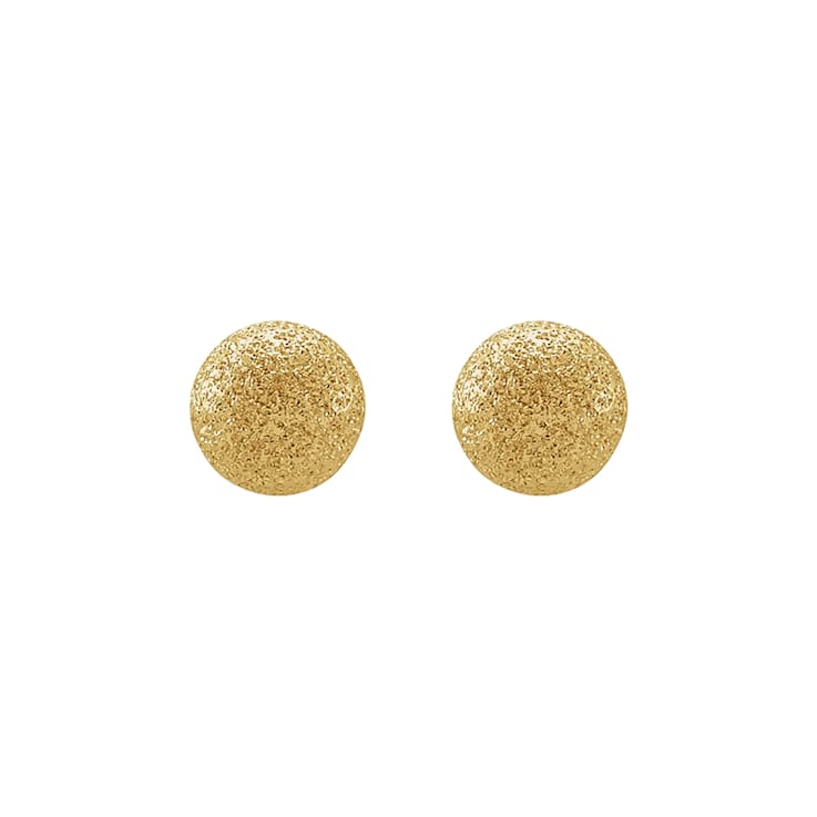 14K Yellow Gold 6 mm Stardust Ball Stud Earrings with Friction Back