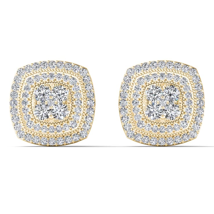 10k Yellow Gold 1/2ctw Round Diamond Womens Square Stud Earrings ( H-I
Color, I2 Clarity )