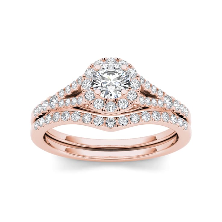 10K Rose Gold .75ctw Diamond Ladies Round Halo Engagement Ring (
I2-Clarity-H-I-Color )