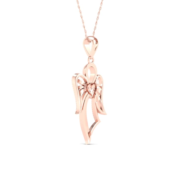 Diamond2Deal 10K Rose Gold Diamond Angel Pendant Rope Chain Necklace for
Women 18inch (1/20ct