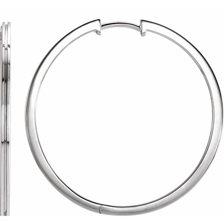 14K White Gold 30 mm Huggie Hoop Earrings for Women