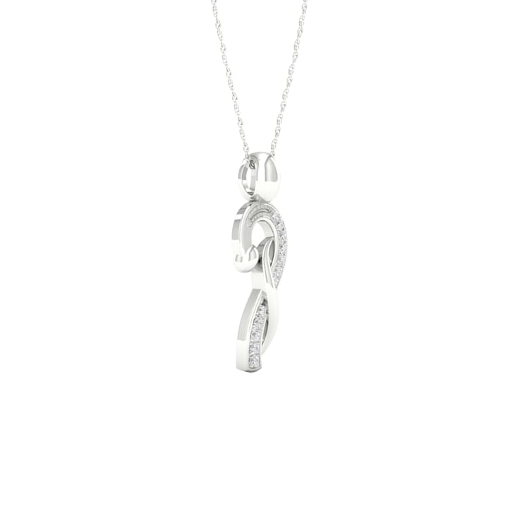 10k White Gold Diamond Pendant With 18 Inch Chain (H-I Color, I2
Clarity)(0.04 ctw)