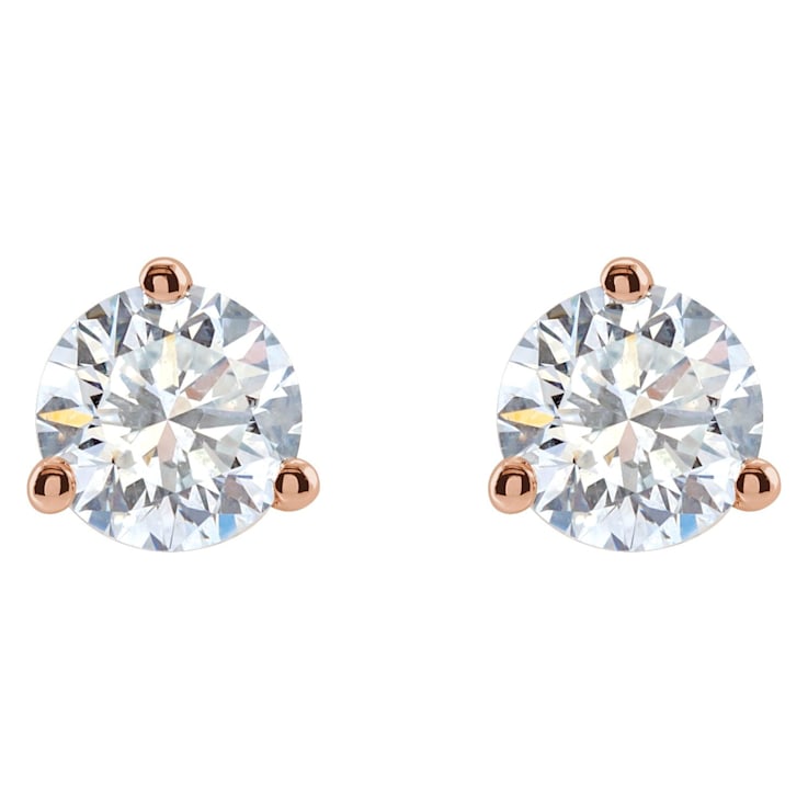 14K Rose Gold 1 1/4ctw Lab-Grown Diamond Stud Earrings