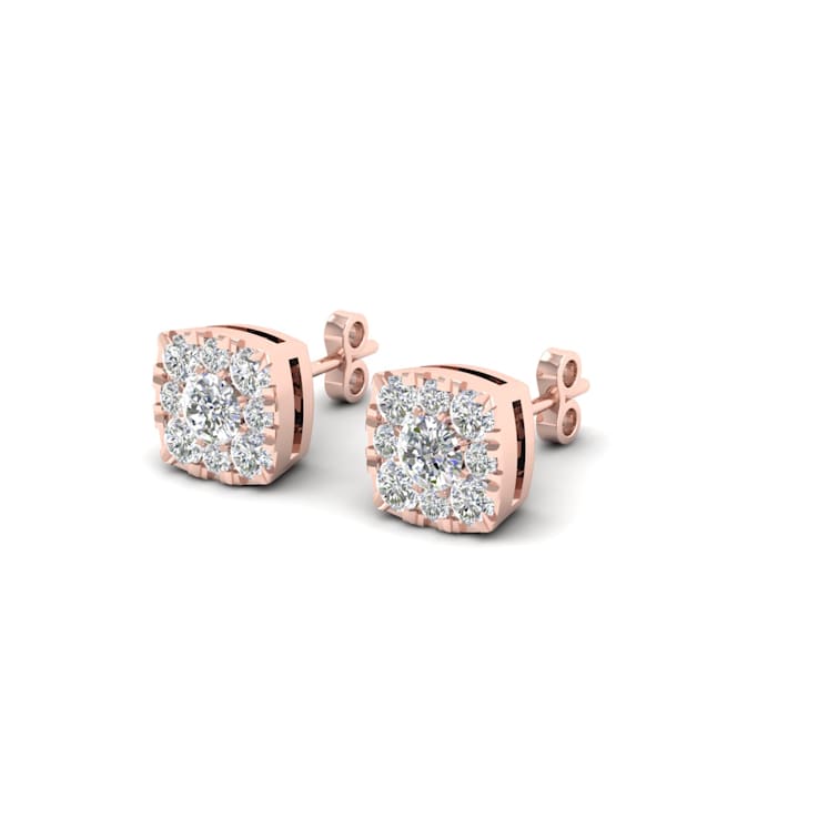 10k Rose Gold 1 ctw Diamond Womens Square Stud Earrings ( H-I Color, I2
Clarity )
