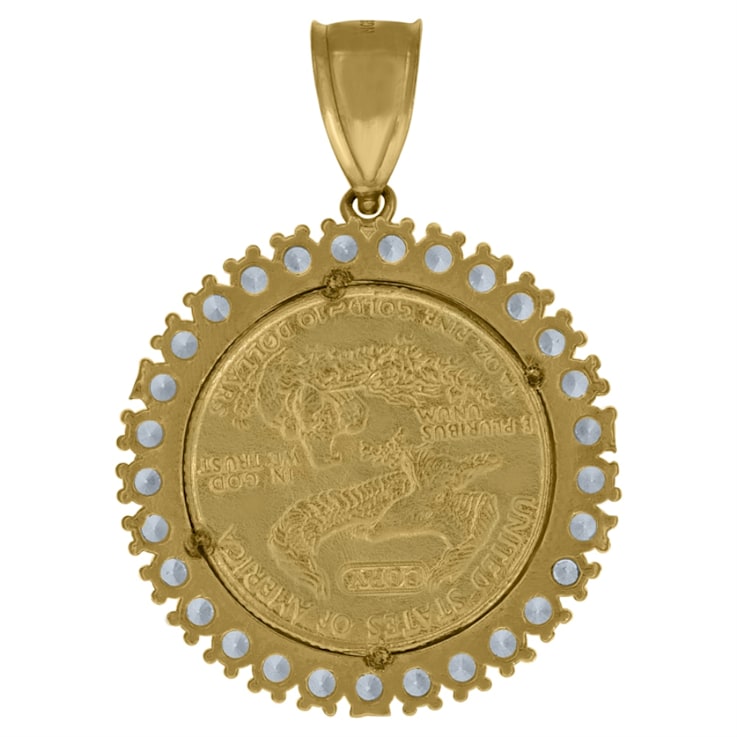 Diamond2Deal 10K Yellow Gold Cubic Zirconia Lady Of Liberty Medallion
Pendant for Men