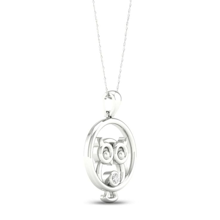 Sterling Silver Diamond Owl Pendant With 18 Inch Chain (H-I Color, I2
Clarity)(1/20 ctw)