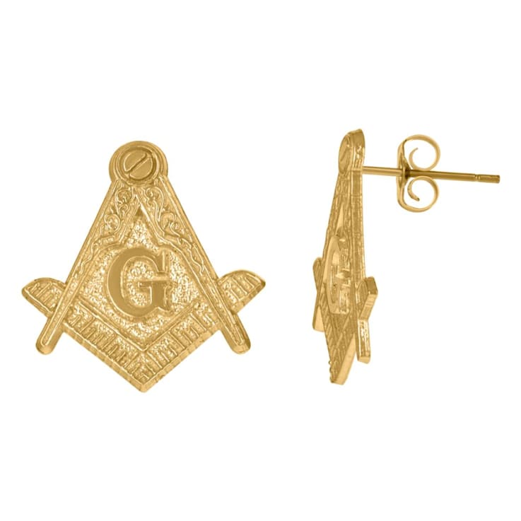 Diamond2Deal 10k Yellow Gold Occupation Masonic Stud Earrings for Men