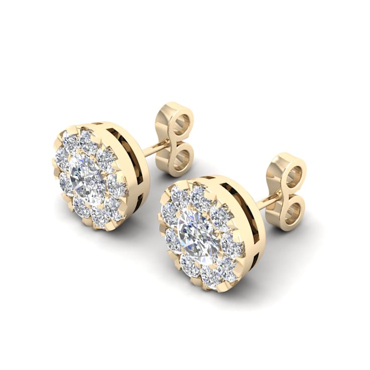 Diamond2Deal 10k Yellow Gold 1ctw Diamond Womens Round Stud Earrings (
H-I Color, I2 Clarity )