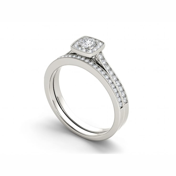 Diamond2Deal 10K White Gold .50ctw Diamond Solitaire Halo Wedding Band
Ring Set