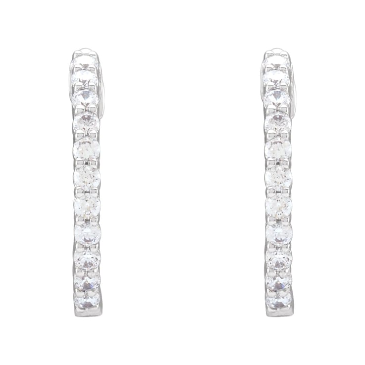 14K White Gold 3/4ctw Round Cut Natural Diamond Inside-Outside 17.2 mm
Hoop Earrings