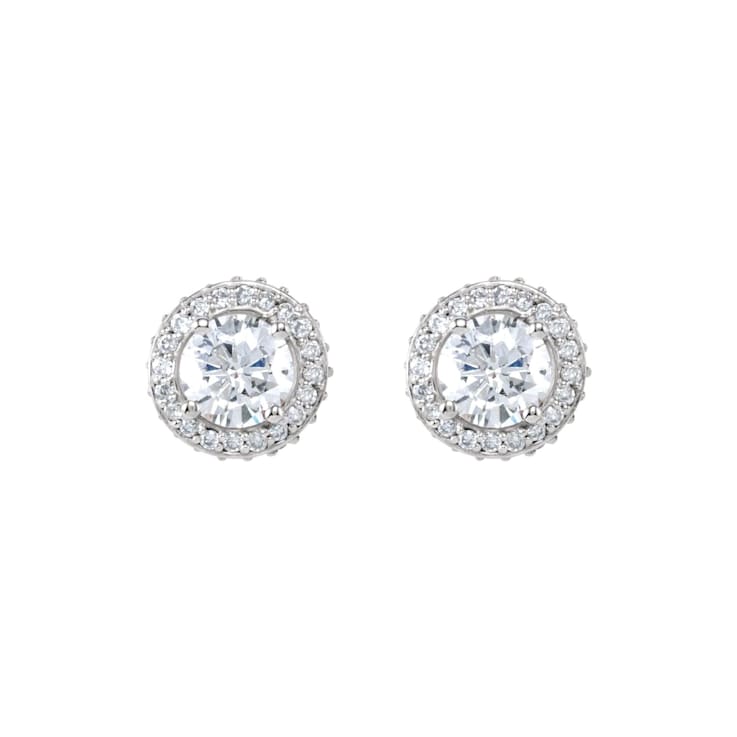 14K White Gold 1 1/3ctw Round Cut Natural Diamond Stud Earrings for Women