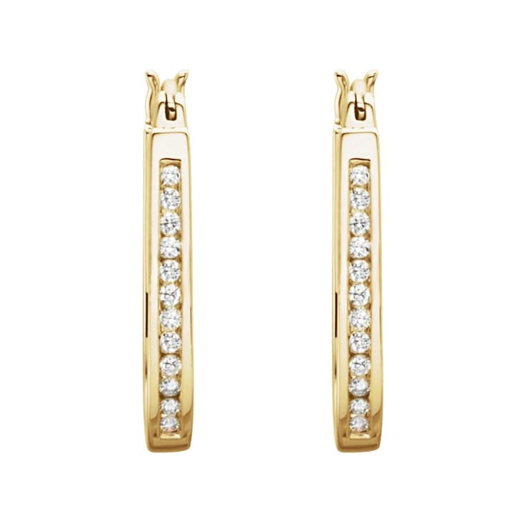 14k Yellow Gold 1/2 CTW Diamond Inside-Outside 22.5 mm Hoop Earrings for Women