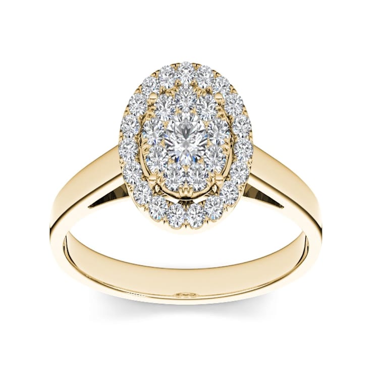 10K Yellow Gold .33ctw Diamond Halo Engagement Wedding Ring (
I2-Clarity-H-I-Color )