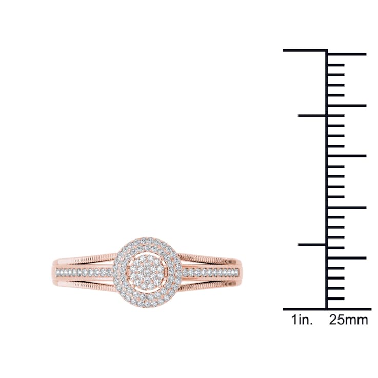 14K Rose Gold .20ctw Round Diamond Halo Engagement Wedding Ring (Color
H-I, Clarity I2)