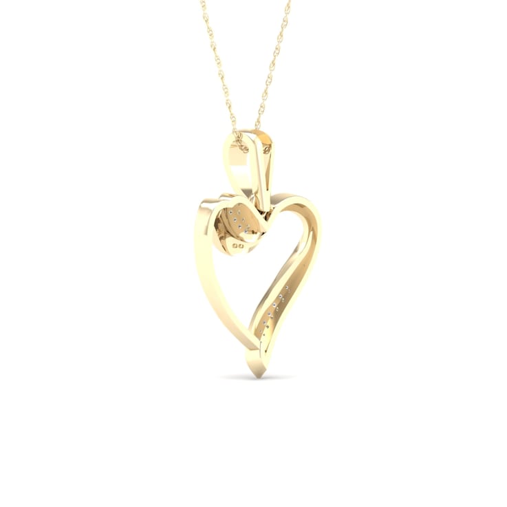 10K Yellow Gold Diamond Heart Pendant Rope Chain Necklace for Women
18inch (1/20ct / I2,H-I)