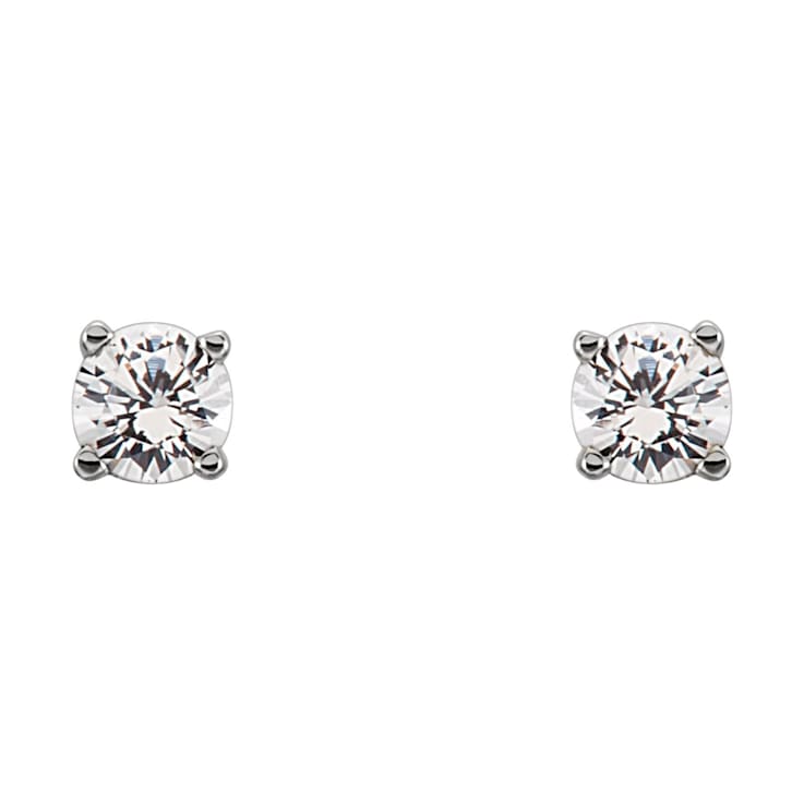 14K White Gold 1/5ctw Round Cut Natural Diamond Stud Earrings