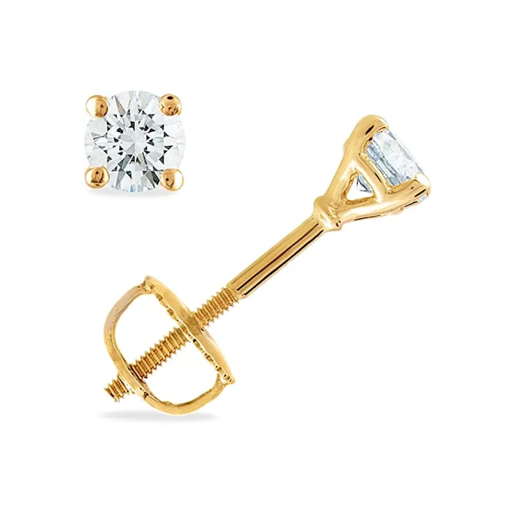 Diamond2Deal Lab Grown Diamond 14k Yellow Gold Stud Earrings 3.0ctw