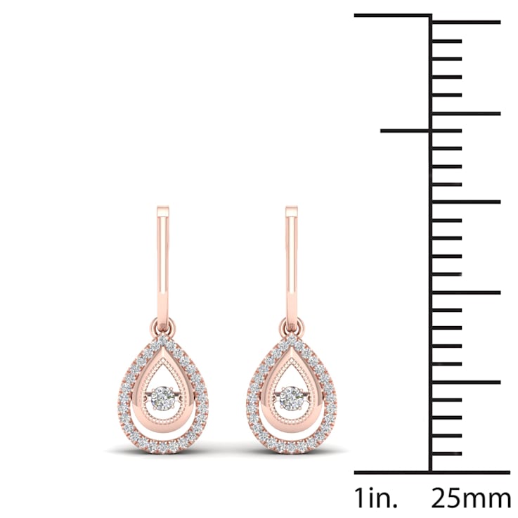 10k Rose Gold Two-tone 1/3ctw Round Diamond Drop Earrings ( H-I Color,
I2 Clarity )