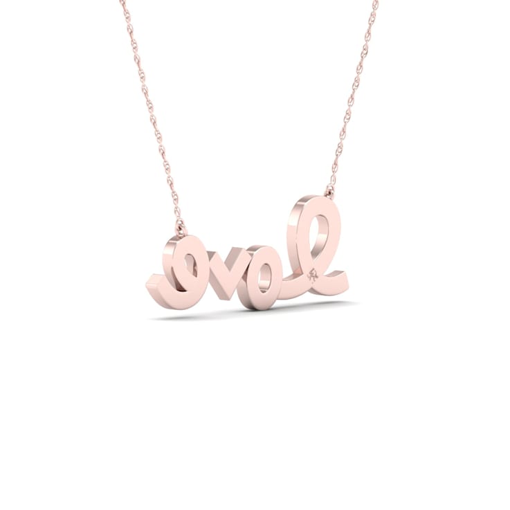 10K Rose Gold Diamond 'Love' Necklace 18inch(1/6Ct/ I2,H-I)