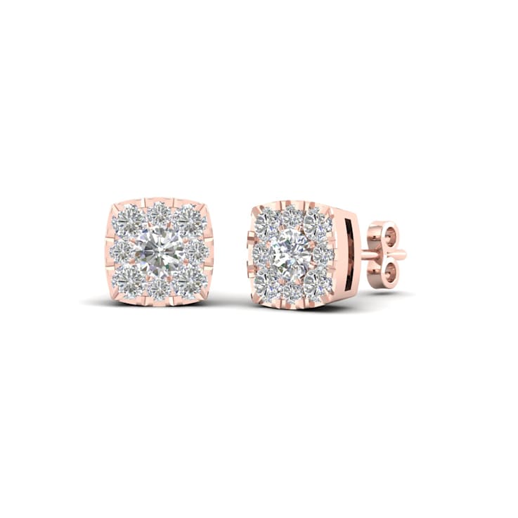10k Rose Gold 1 ctw Diamond Womens Square Stud Earrings ( H-I Color, I2
Clarity )
