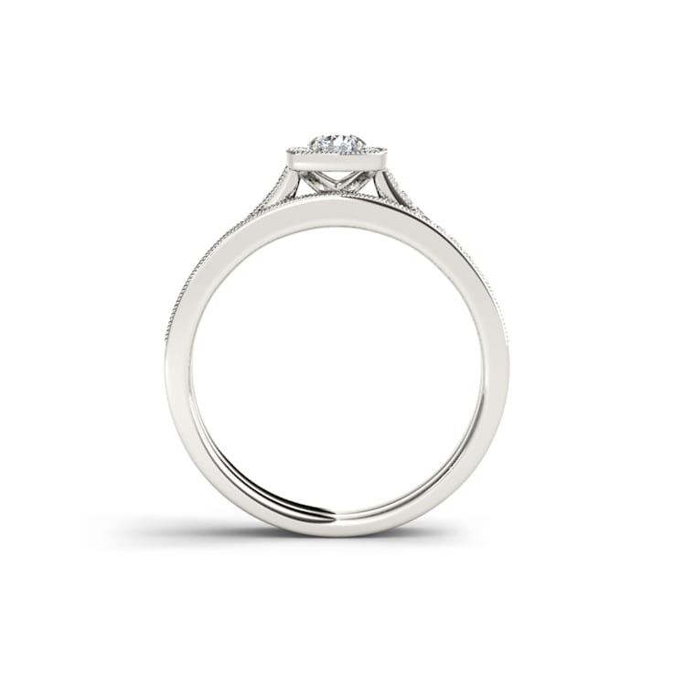 Diamond2Deal 10K White Gold .50ctw Diamond Solitaire Halo Wedding Band
Ring Set