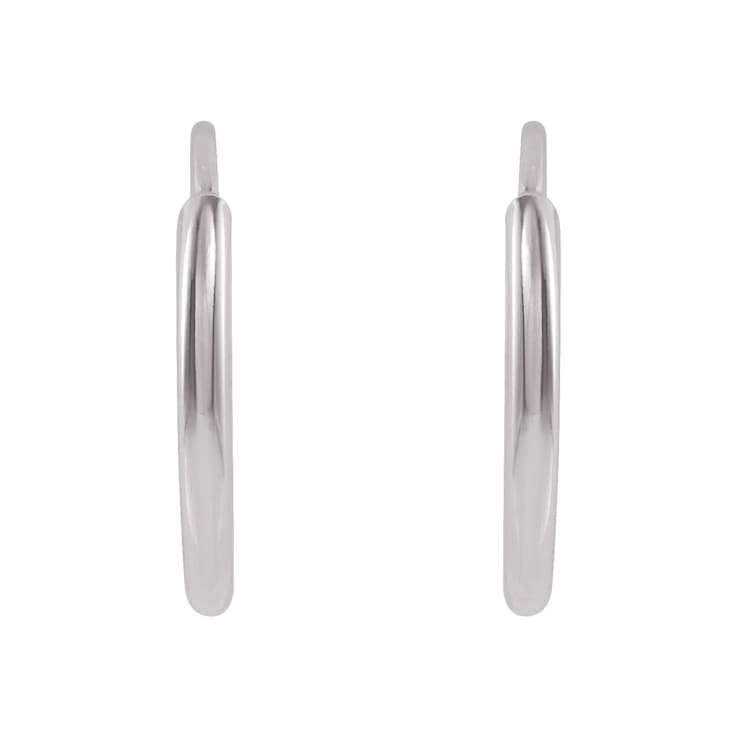 14K White Gold 10 mm Flexible Endless Huggie Hoop Earrings for Women