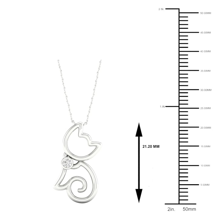 Sterling Silver Diamond Cat Pendant With 18 Inch Chain (H-I Color, I2
Clarity)(1/22 ctw)