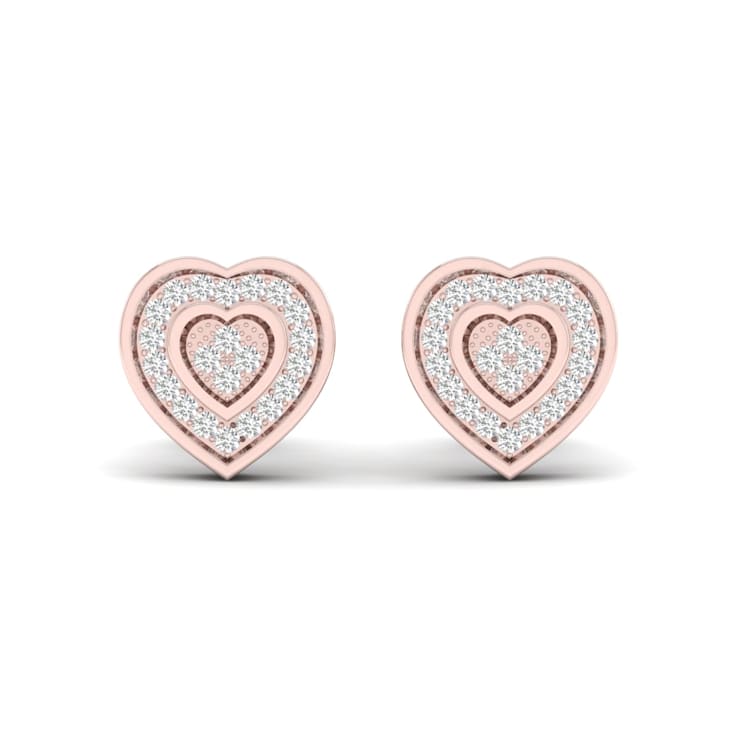 Diamond2Deal 10K Rose Gold Heart Shape 0.1 Ct Diamond Stud Earrings
(Color- H-I, Clarity-I2)
