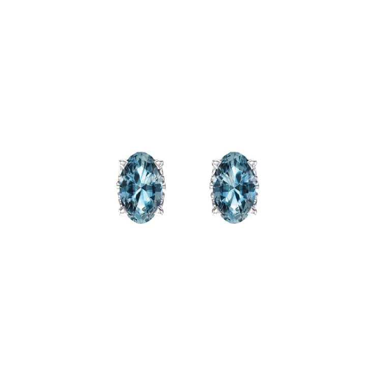 14K White Gold Sky Blue Topaz Stud Earrings for Women